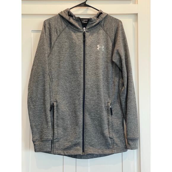 Under Armour Tops - Under Armour  ColdGear ladies hoodie gray fitted design fullzip SM